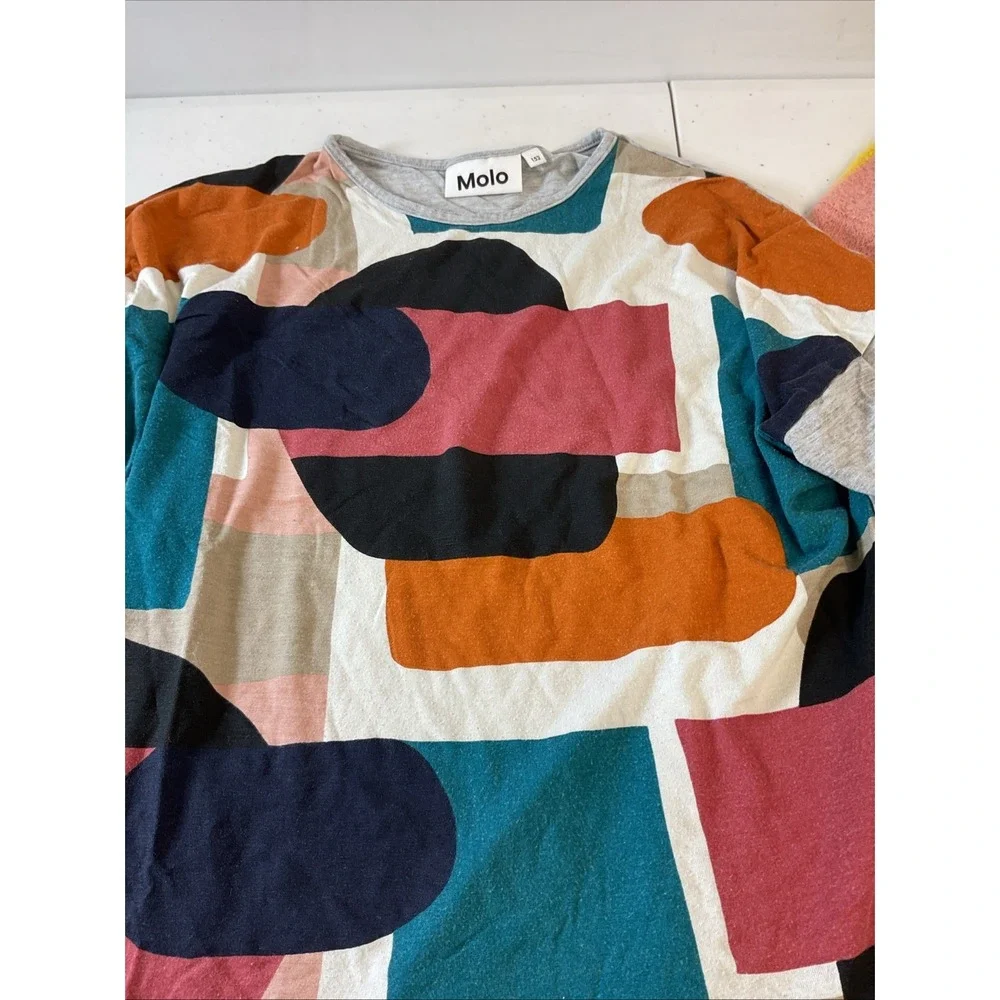Lot of 2 Molo Tops Sz 11/12 Long Sleeve Jersey T Knit Sweater Art Striped Wool